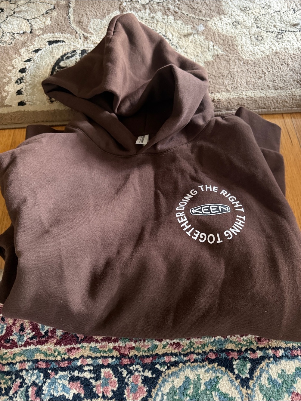 Keen Brown Hoodie with White Circular Logo